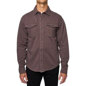 Lazer Mens Relaxed Fit Burnout Fleece Shirt Jacket Seal Brown Size M NWT